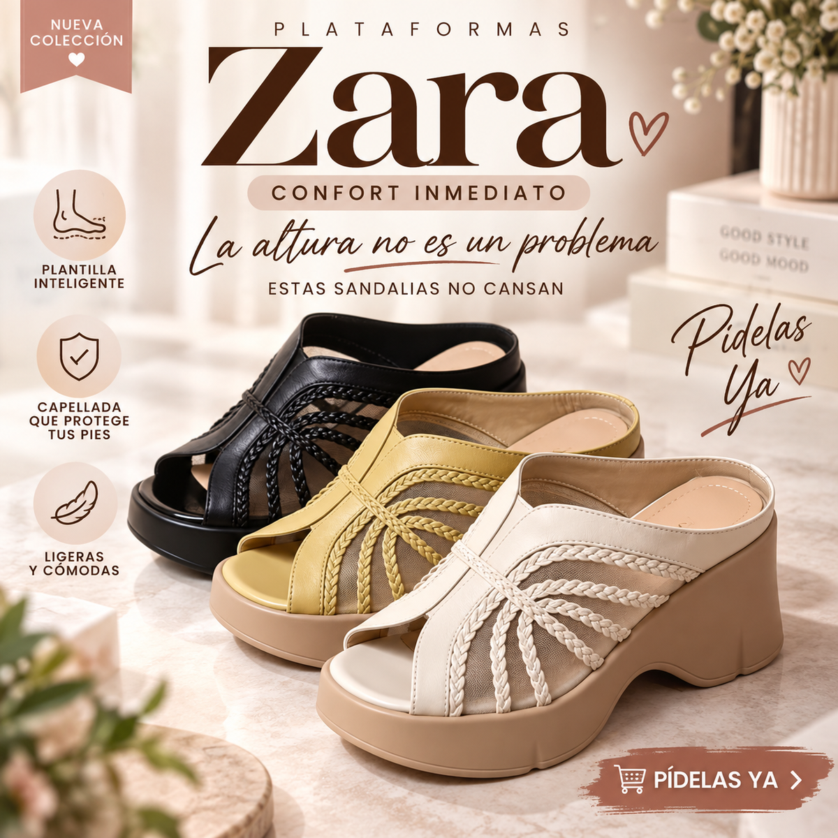🔥PLATAFORMA ZARA🌸plataforma liviana suave no cansan!🧘‍♀️
