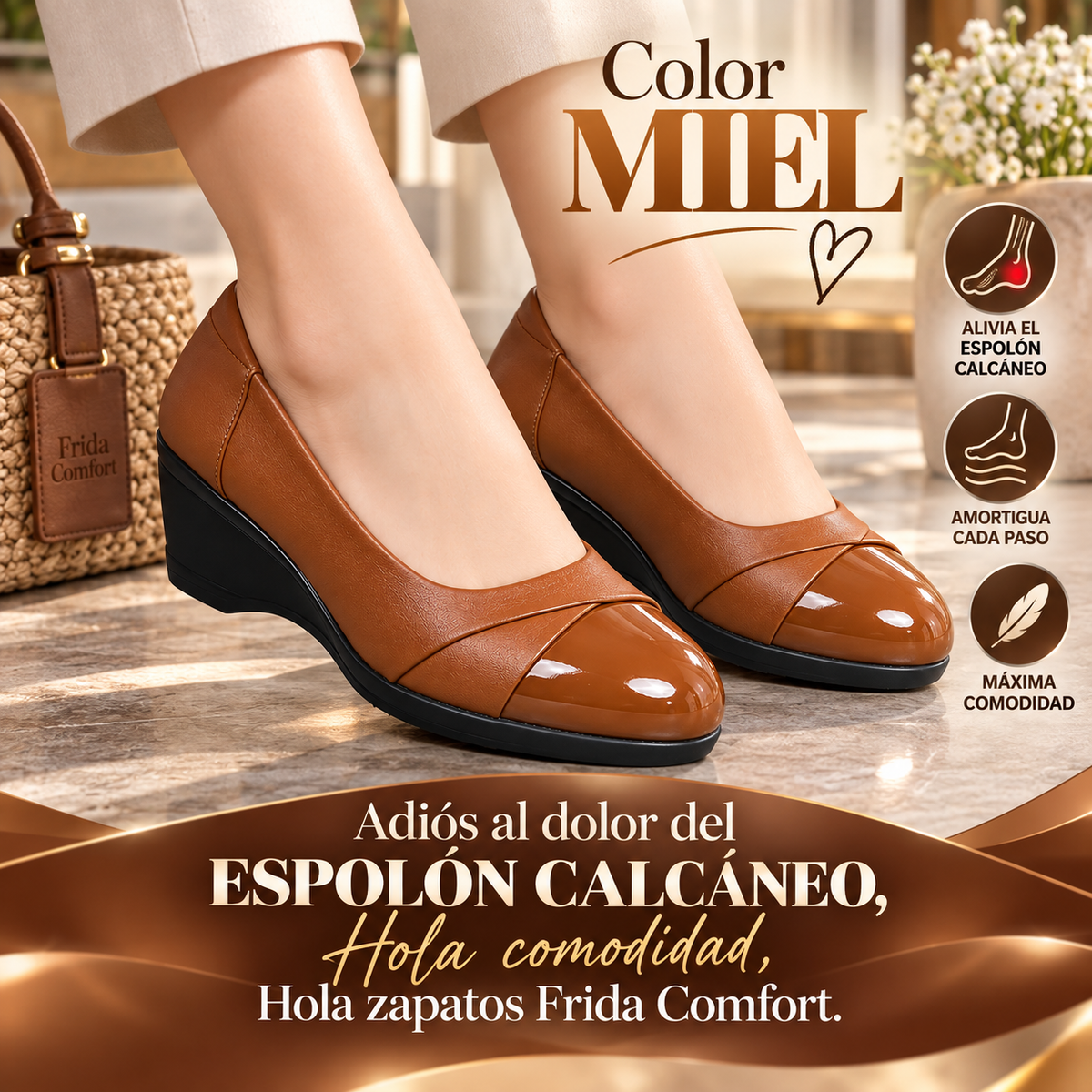 🔥 ZAPATO FRIDA CONFORT🌺 suela cuña-liviano-semiortopedico 4CM alto📐🦶