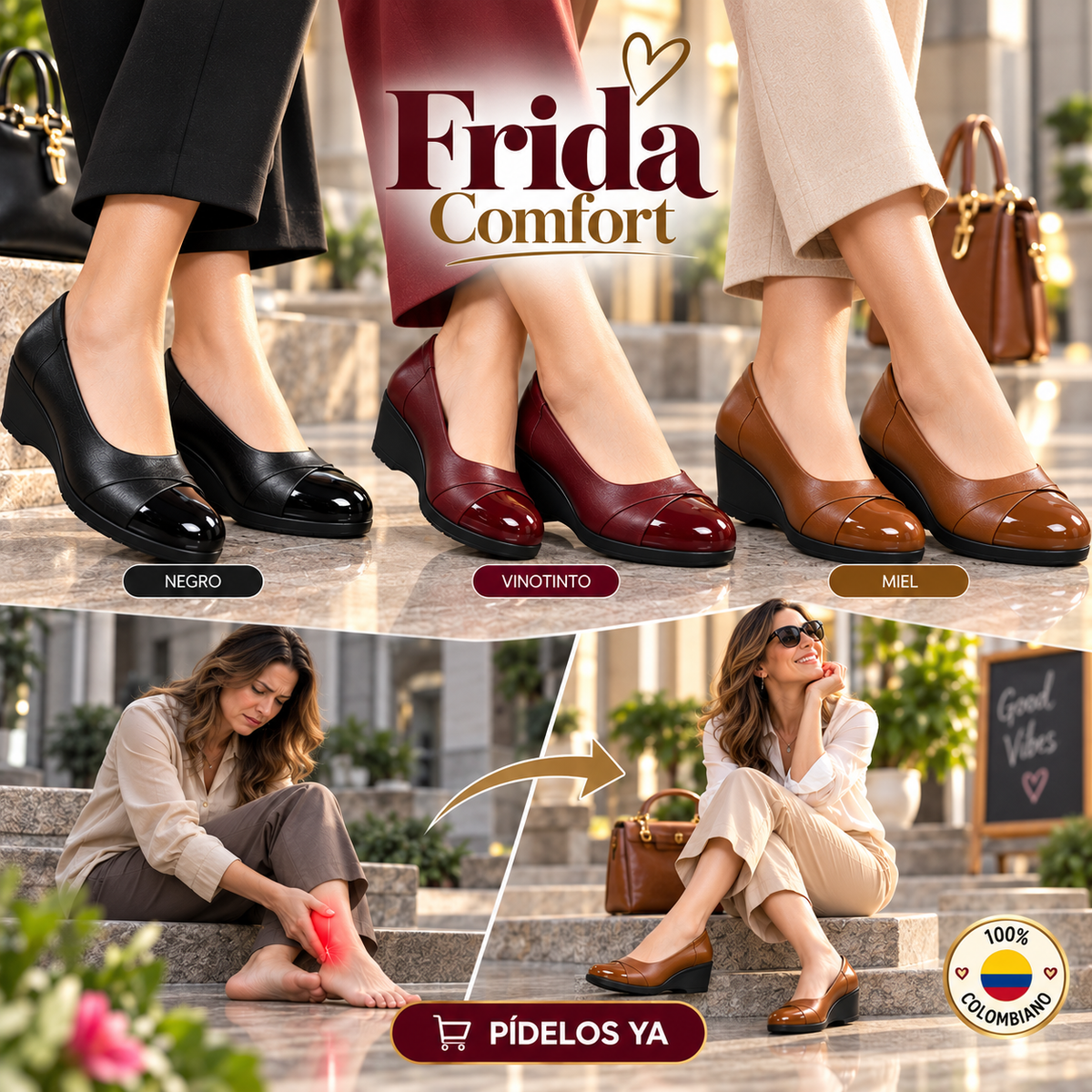 🔥 ZAPATO FRIDA CONFORT🌺 suela cuña-liviano-semiortopedico 4CM alto📐🦶