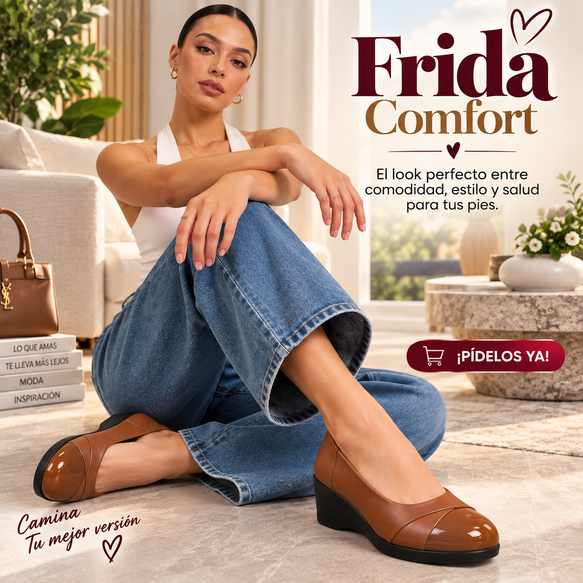 🔥 ZAPATO FRIDA CONFORT🌺 suela cuña-liviano-semiortopedico 4CM alto📐🦶