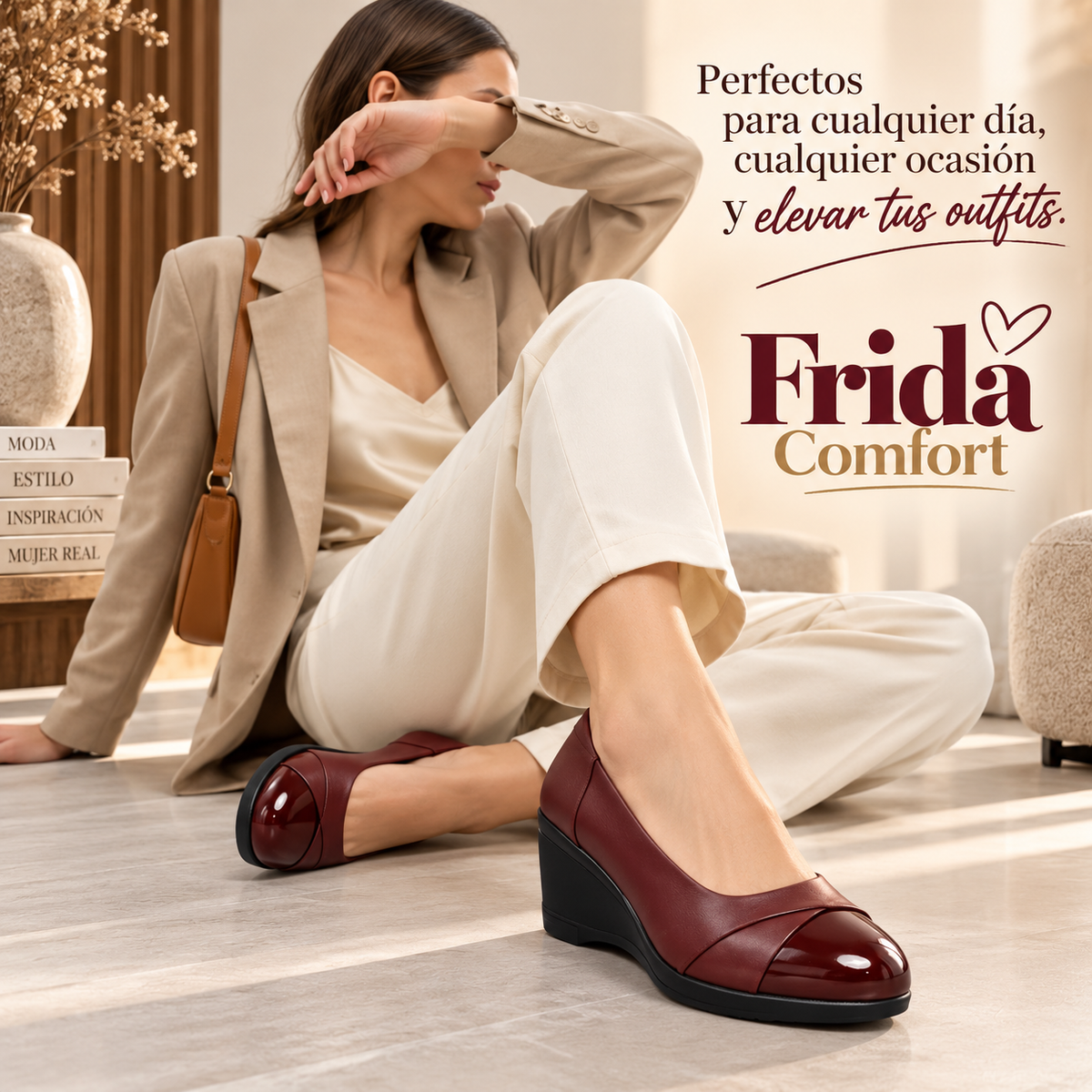 🔥 ZAPATO FRIDA CONFORT🌺 suela cuña-liviano-semiortopedico 4CM alto📐🦶