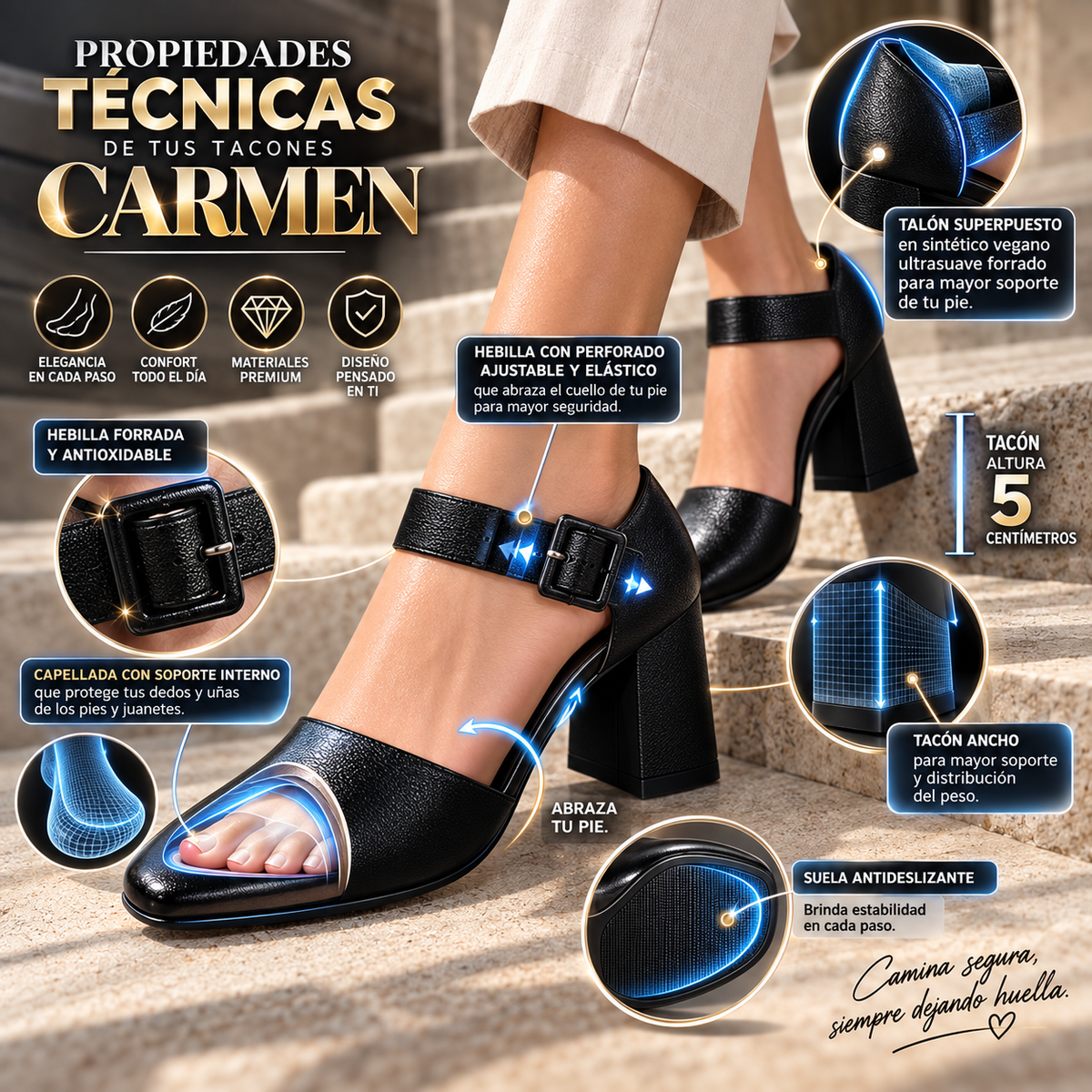 👡TACON CARMEN🍒 zapatilla 5cm altura📐diseño exclusivo💅